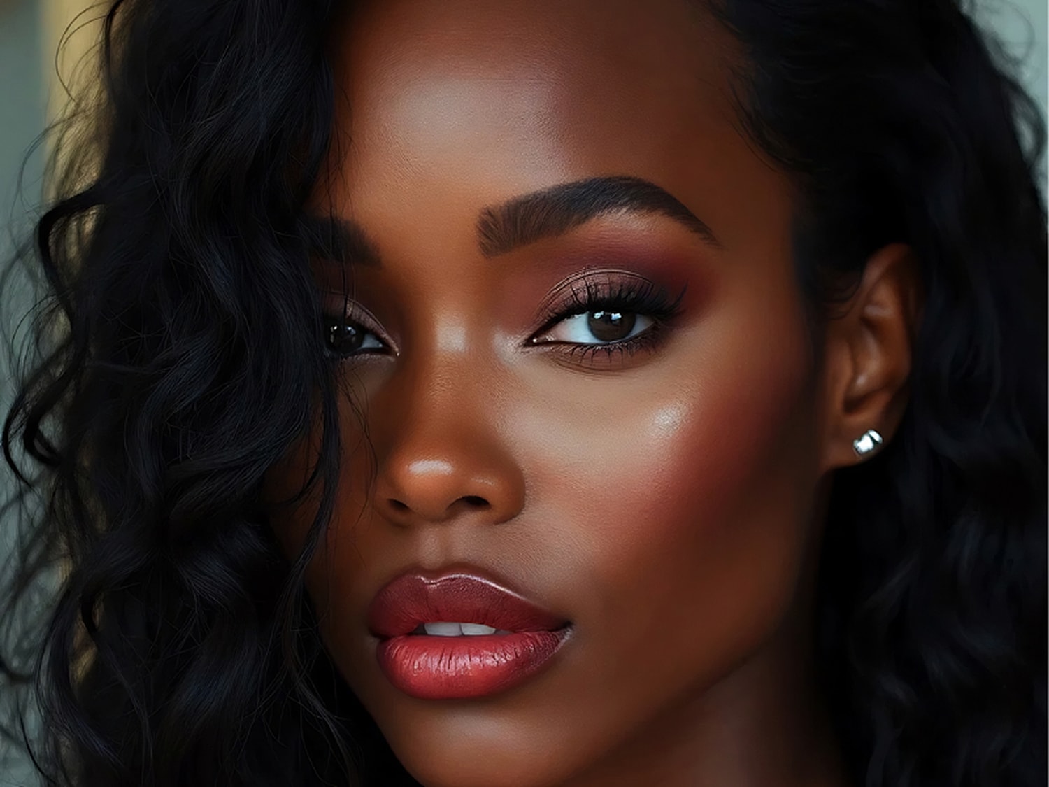Close-up of a woman with beautiful features.