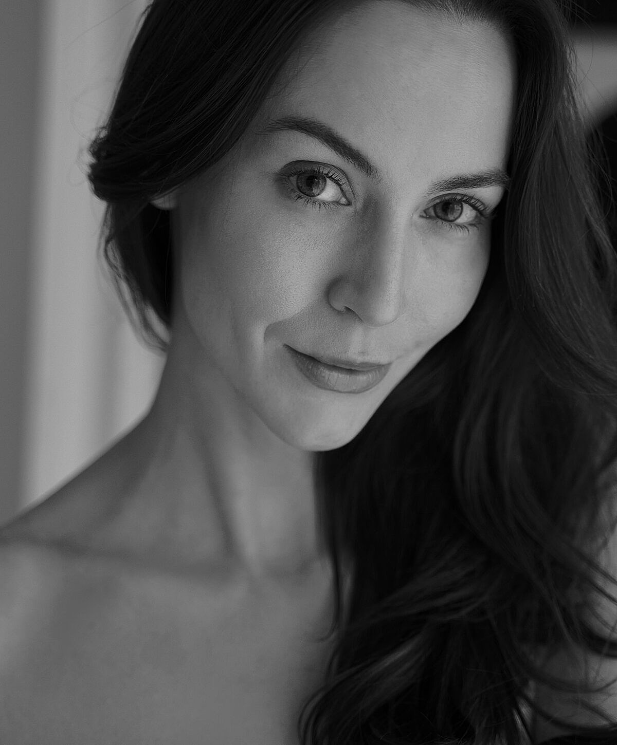 Black and white portrait of a woman.