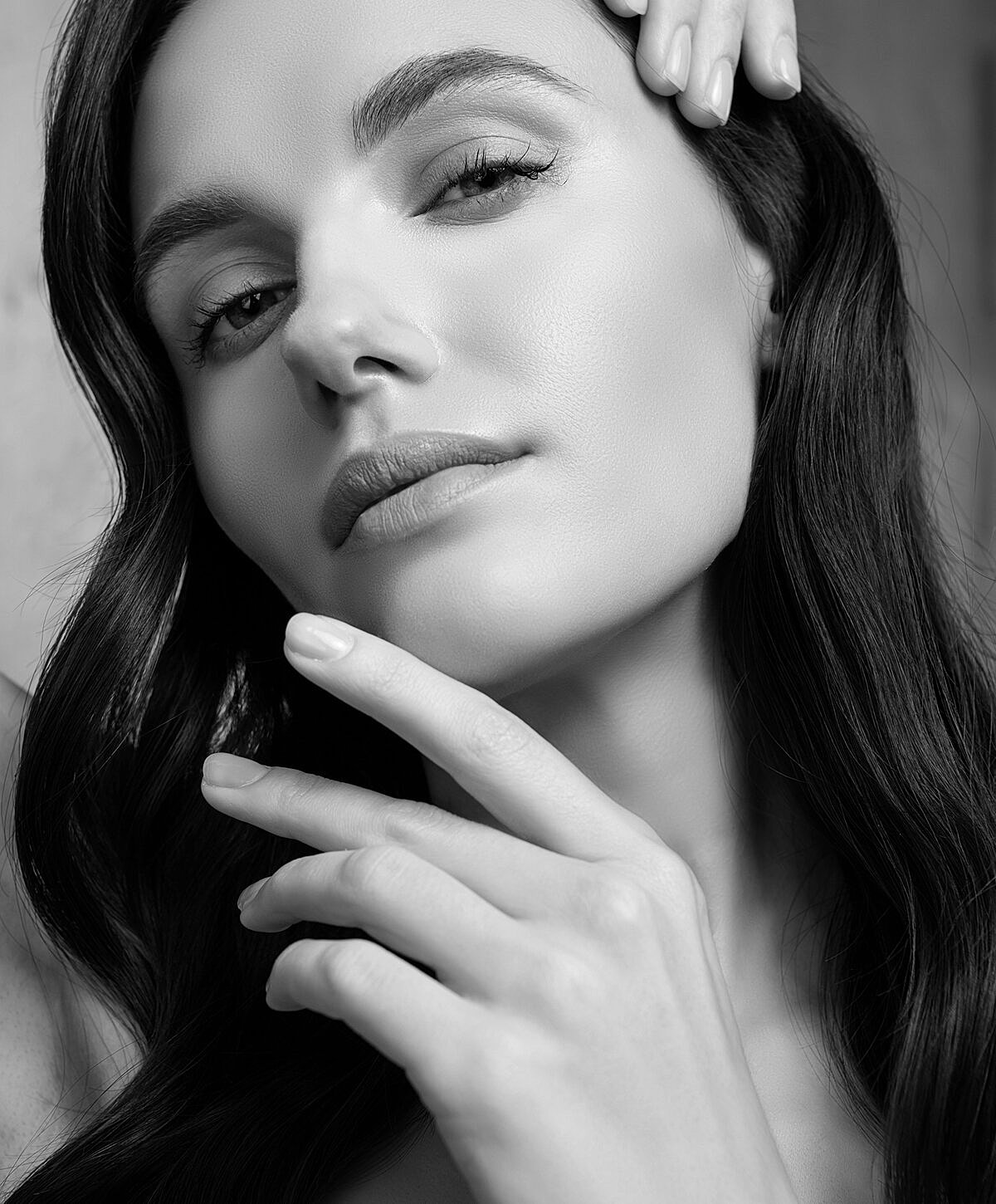 Black and white portrait of a woman.