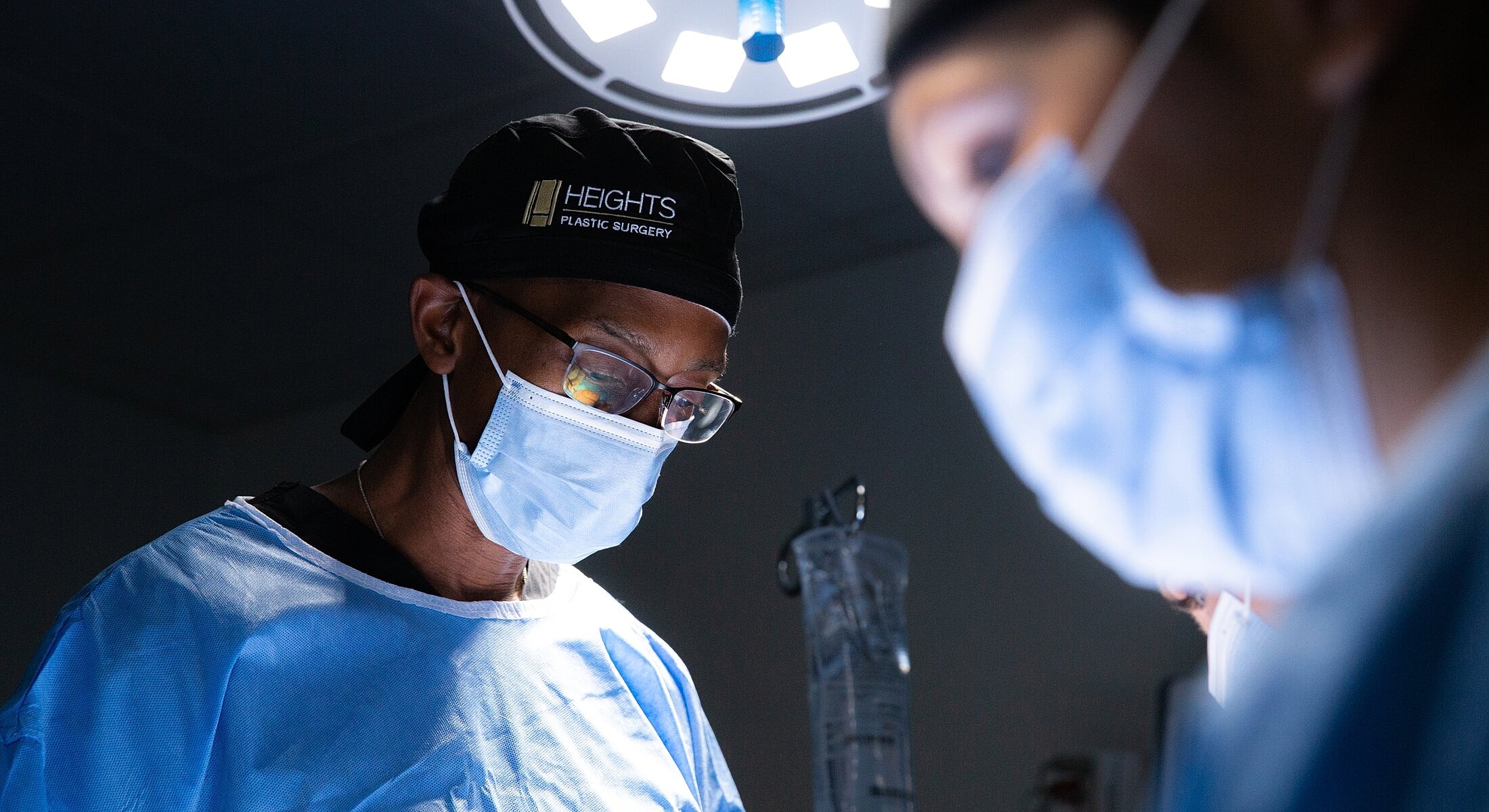 Surgeons focused during a medical procedure.