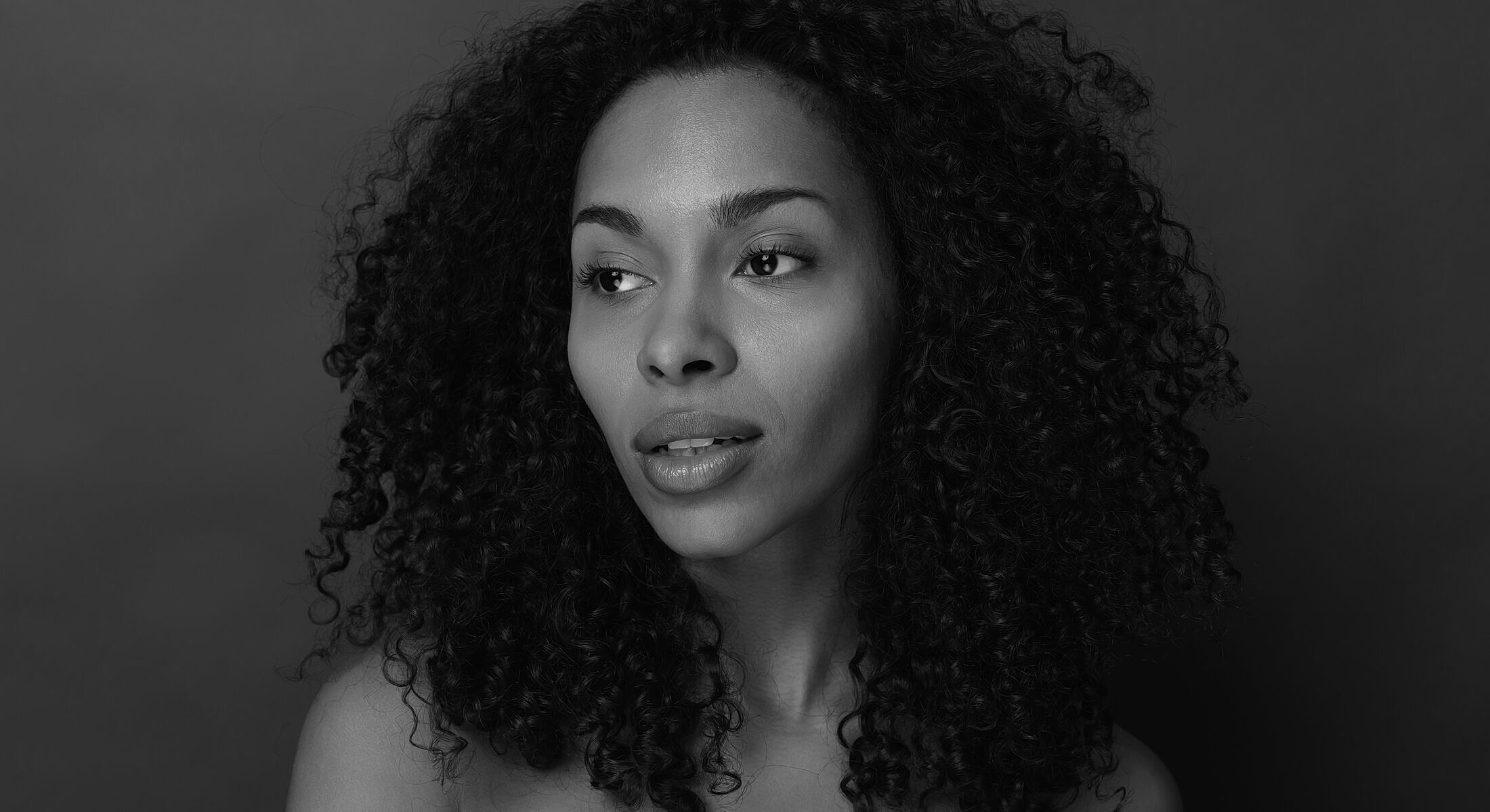 Black and white portrait of a woman.